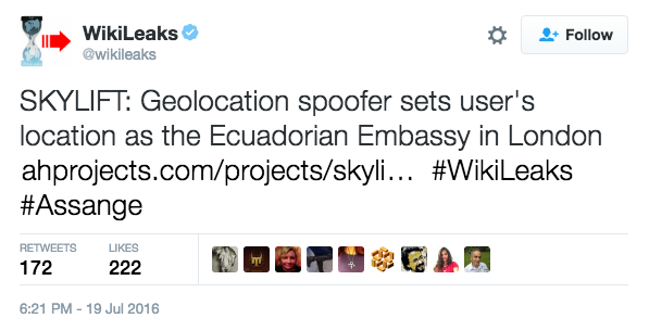 Tweet from Wikileaks
